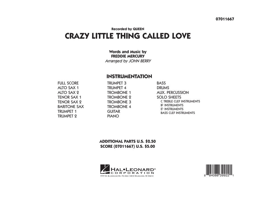 Crazy Little Thing Called Love - Full Score Jazz Ensemble scores gallery preview page 1