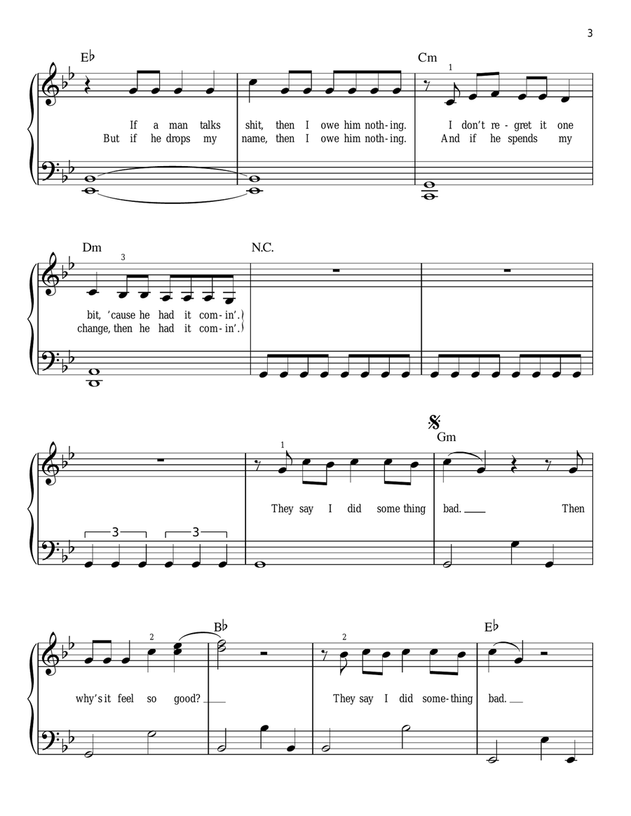 I Did Something Bad Easy Piano scores gallery preview page 3