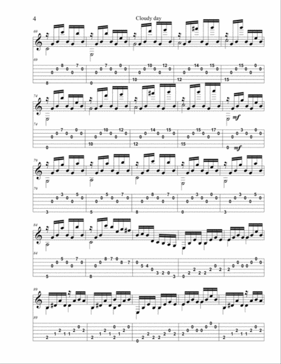Cloudy Day Guitar Tablature scores gallery preview page 4