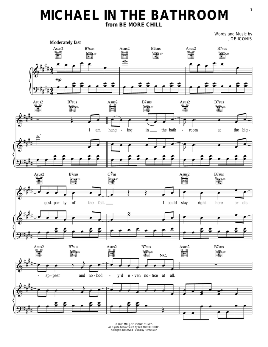 Michael In The Bathroom (from Be More Chill) Piano, Vocal, Guitar scores gallery preview page 1