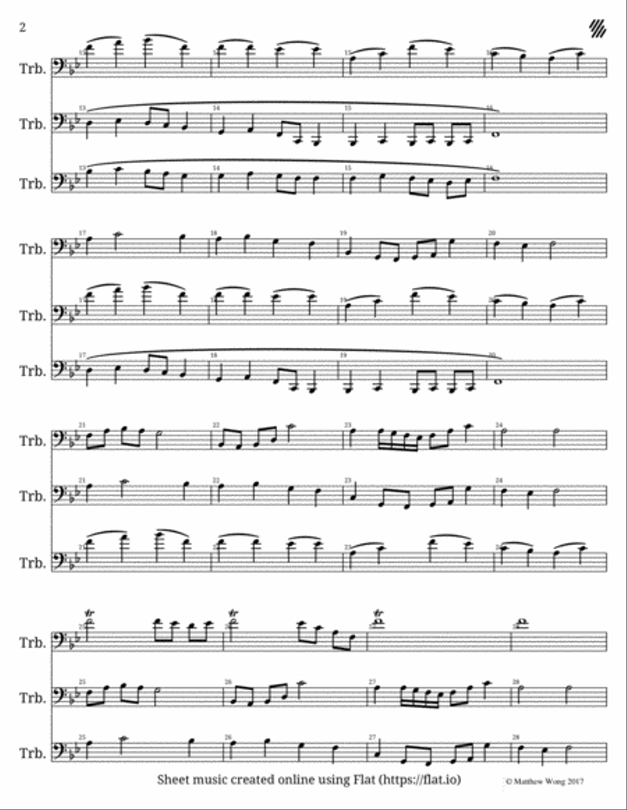 Canon Bb (Score) Canon Bb (Score) Trombone Solo scores gallery preview page 2