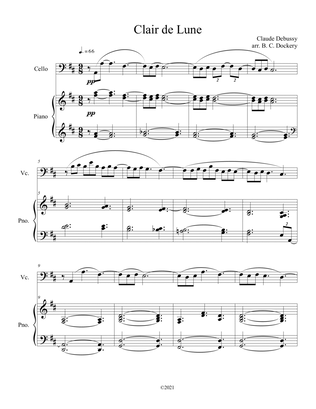 Clair de Lune (Cello Solo) with piano accompaniment