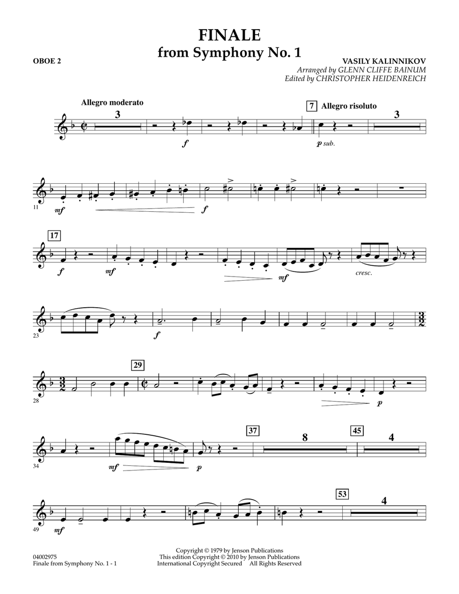 Finale from Symphony No. 1 - Oboe 2