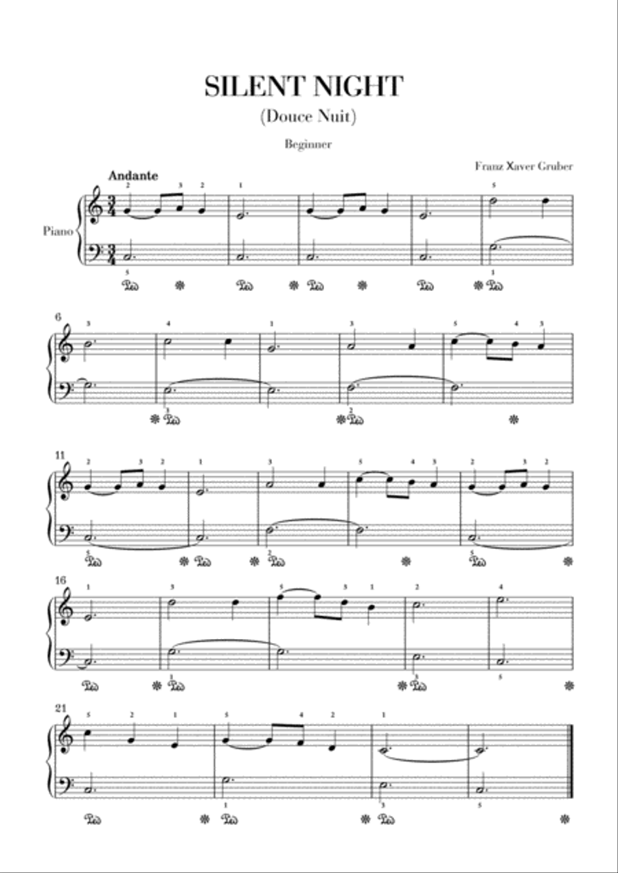 Silent Night - Easy/Beginner Piano Easy Piano scores gallery preview page 1