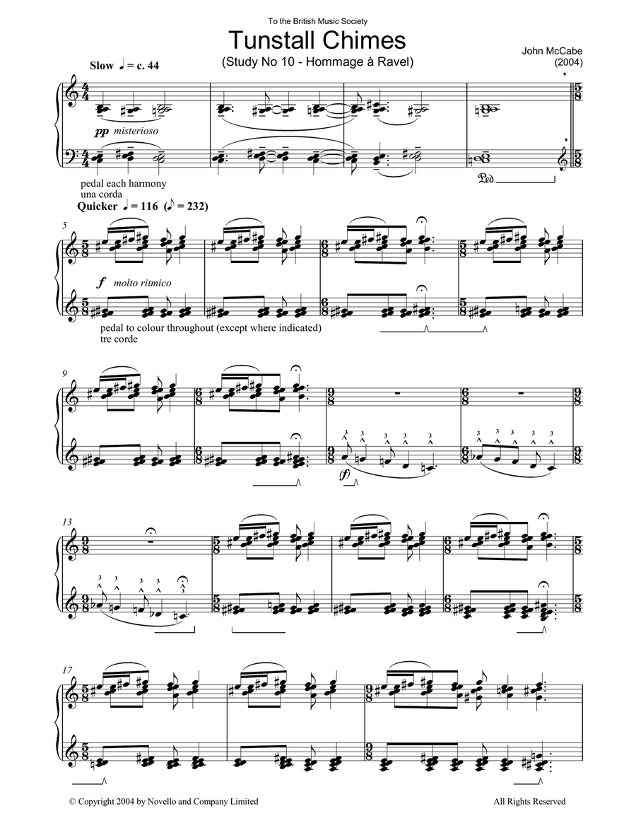 Tunstall Chimes, Study No. 10 - Hommage A Ravel Piano Method scores gallery preview page 1