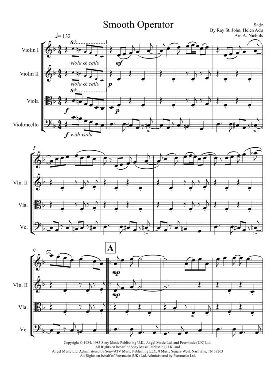 Smooth Operator String Quartet scores gallery preview page 1