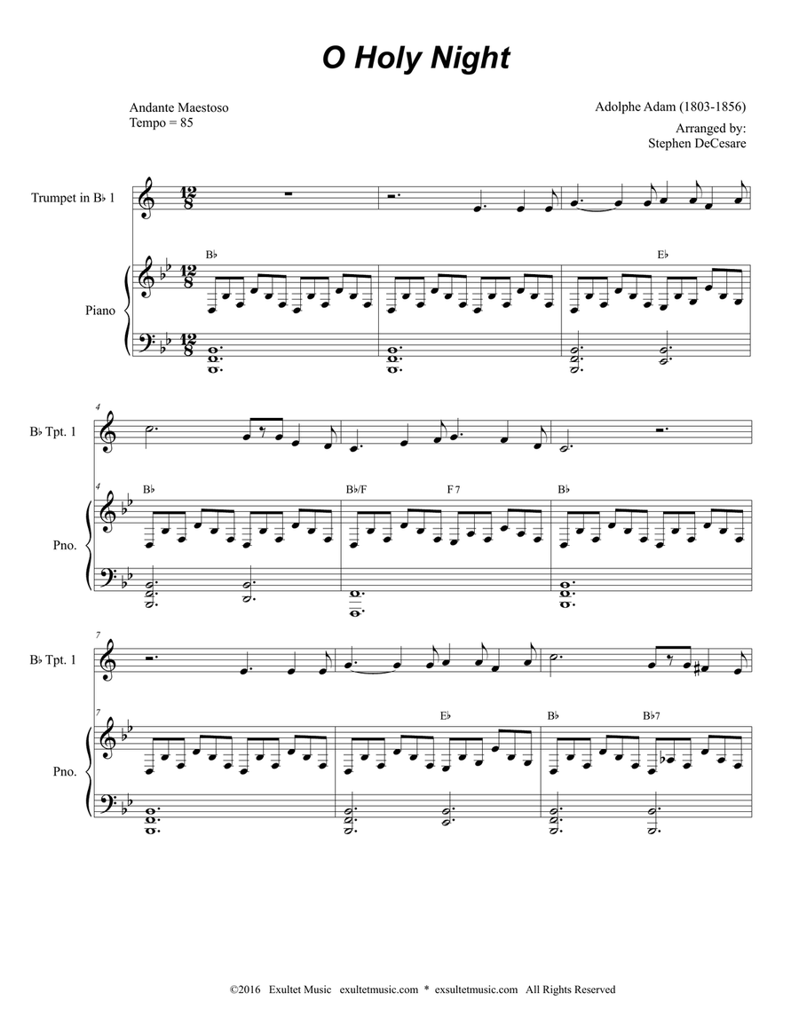 O Holy Night (for Brass Quintet and Piano) Brass Ensemble scores gallery preview page 2