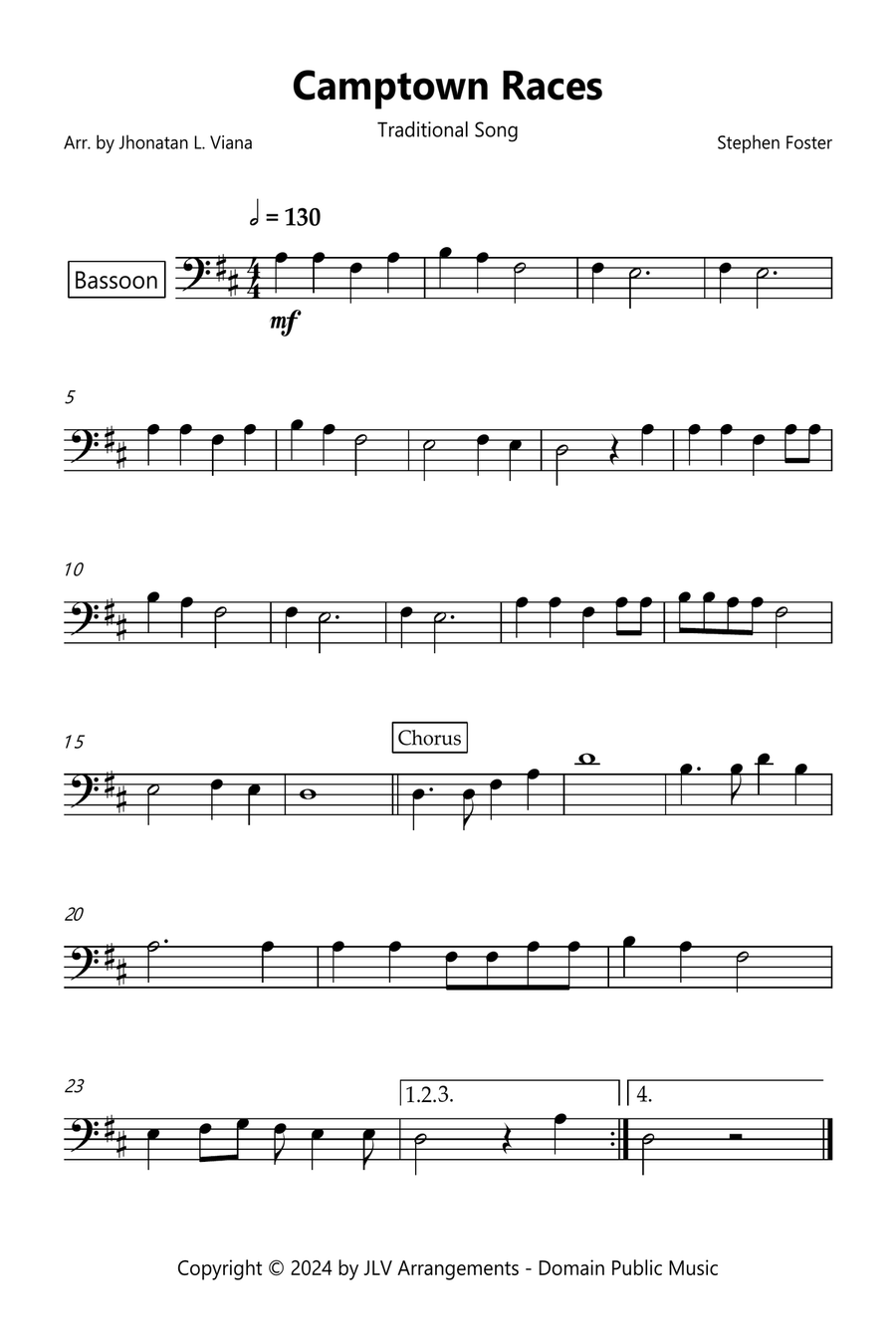 Camptown Races Bassoon Solo scores gallery preview page 1