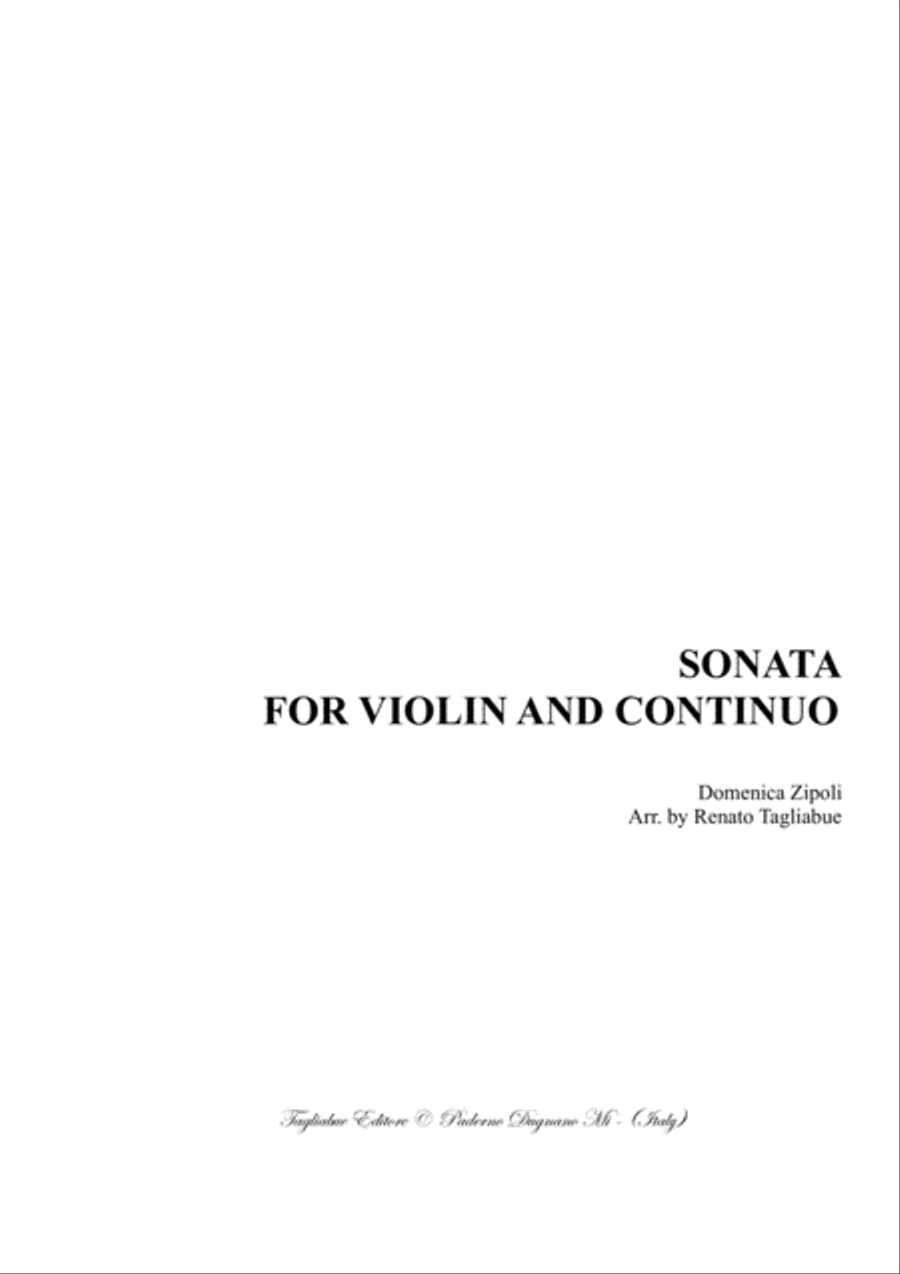 SONATA FOR VIOLIN AND CONTINUO - ZIPOLI - With Violin part Small Ensemble scores gallery preview page 1