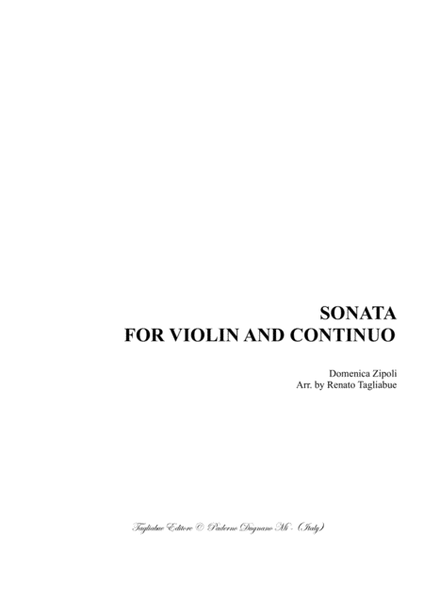SONATA FOR VIOLIN AND CONTINUO - ZIPOLI - With Violin part image number null