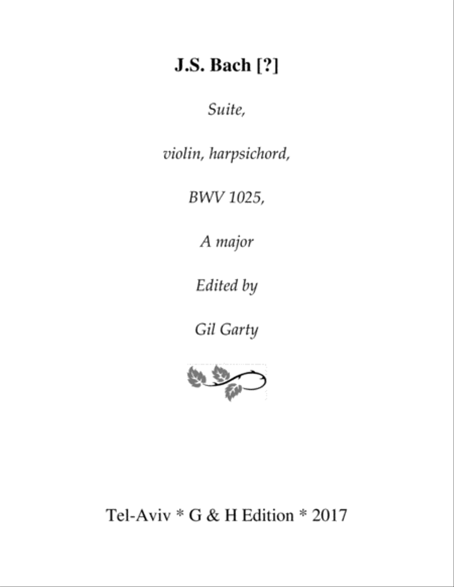 Suite, violin, harpsichord, BWV 1025, A major String Duet scores gallery preview page 1