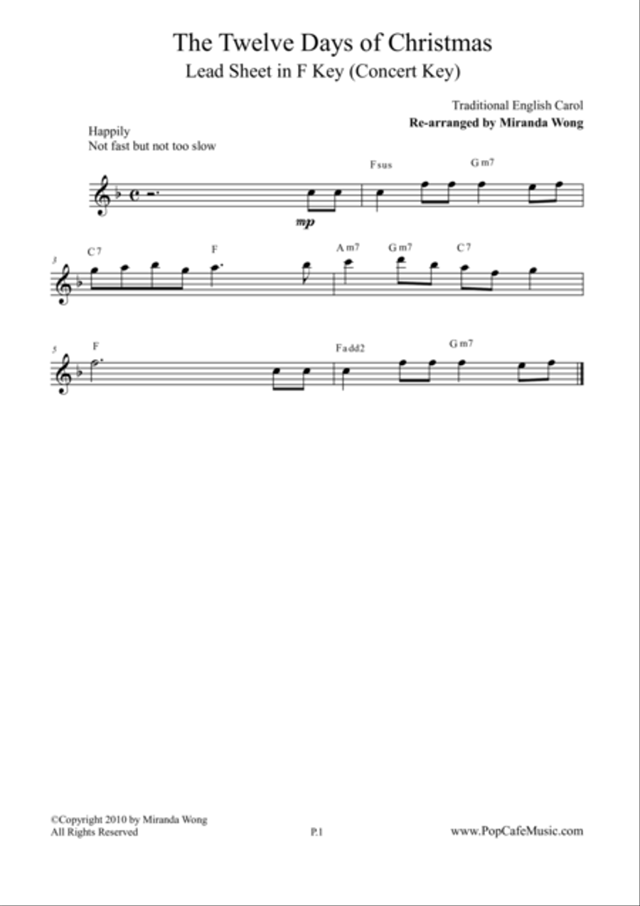 The Twelve Days of Christmas - Lead Sheet Small Ensemble scores gallery preview page 1