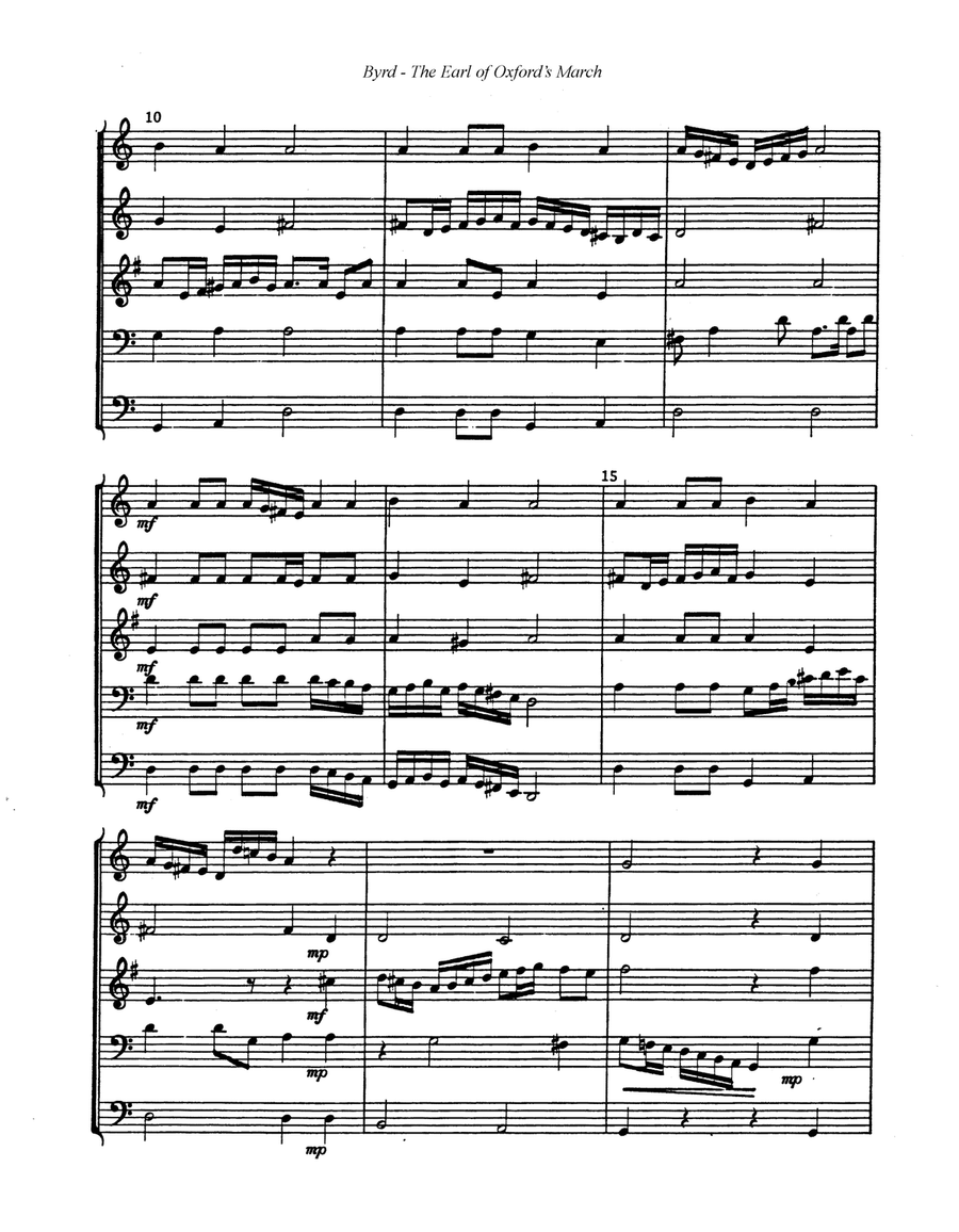 Earl of Oxford's March for Brass Quintet Brass Quintet scores gallery preview page 2