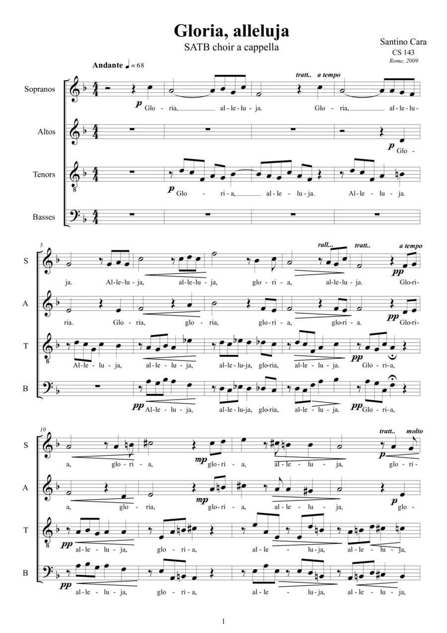 Gloria, alleluja - Choir SATB a cappella 4-Part scores gallery preview page 1