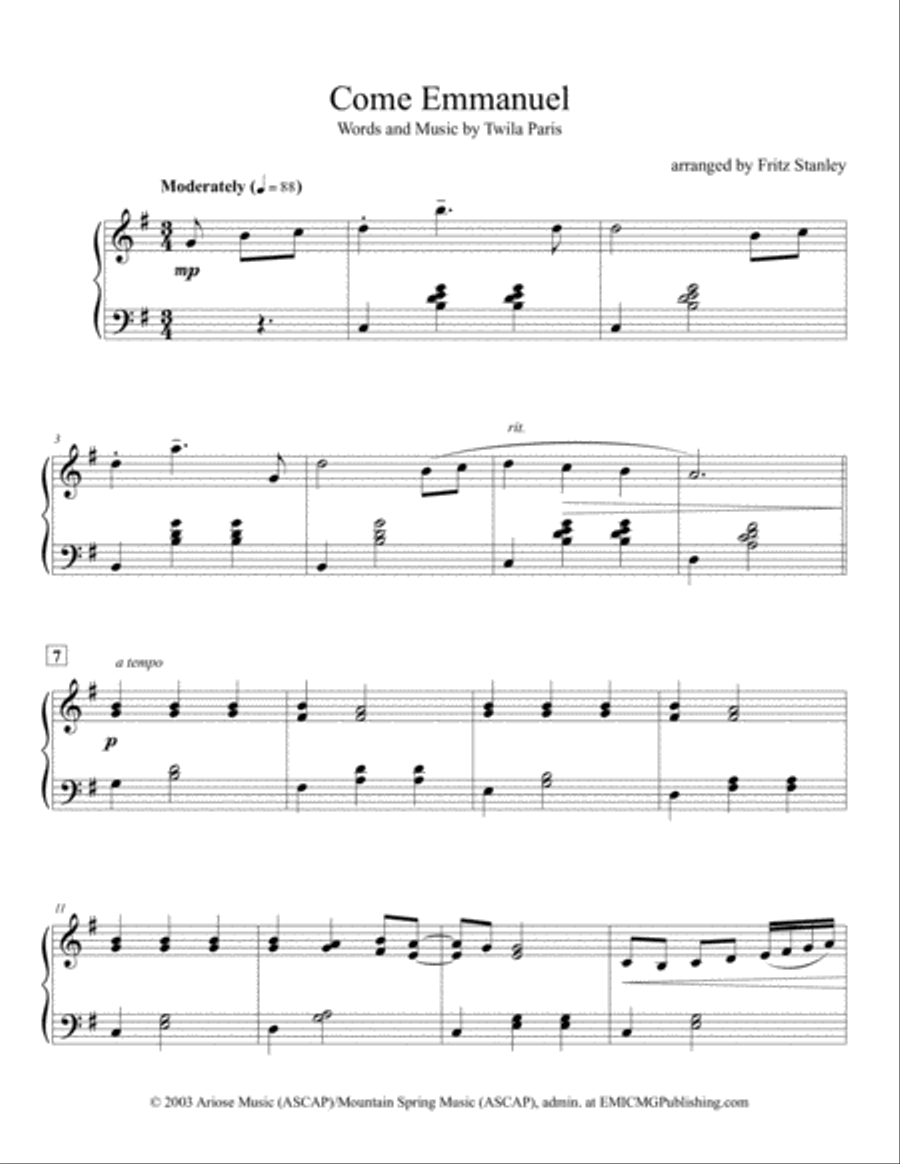 Come Emmanuel Piano Solo scores gallery preview page 2