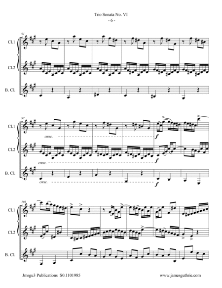 BACH: Trio Sonata No. 6 BWV 530 for Clarinet Trio image number null