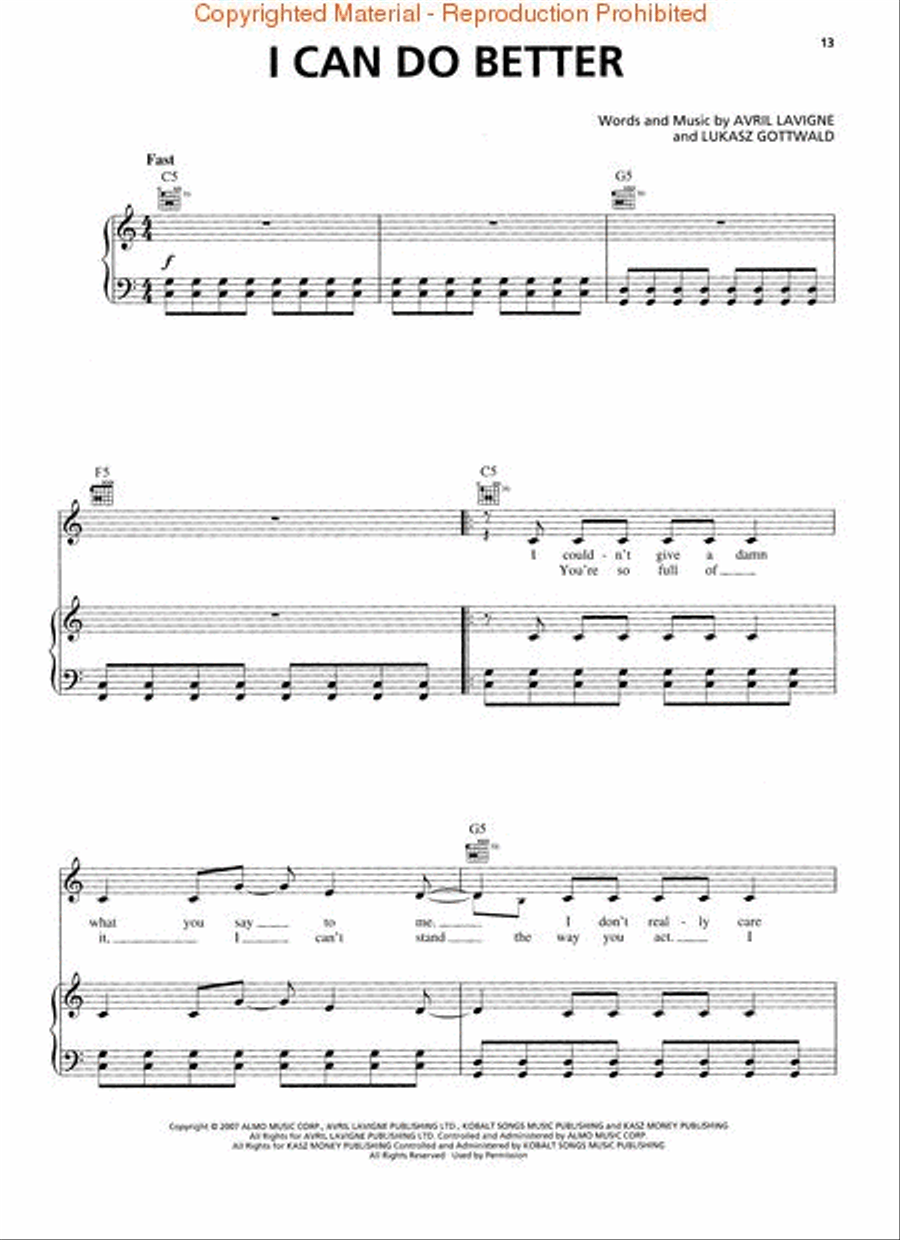 Avril Lavigne - The Best Damn Thing Piano, Vocal, Guitar scores gallery preview page 3