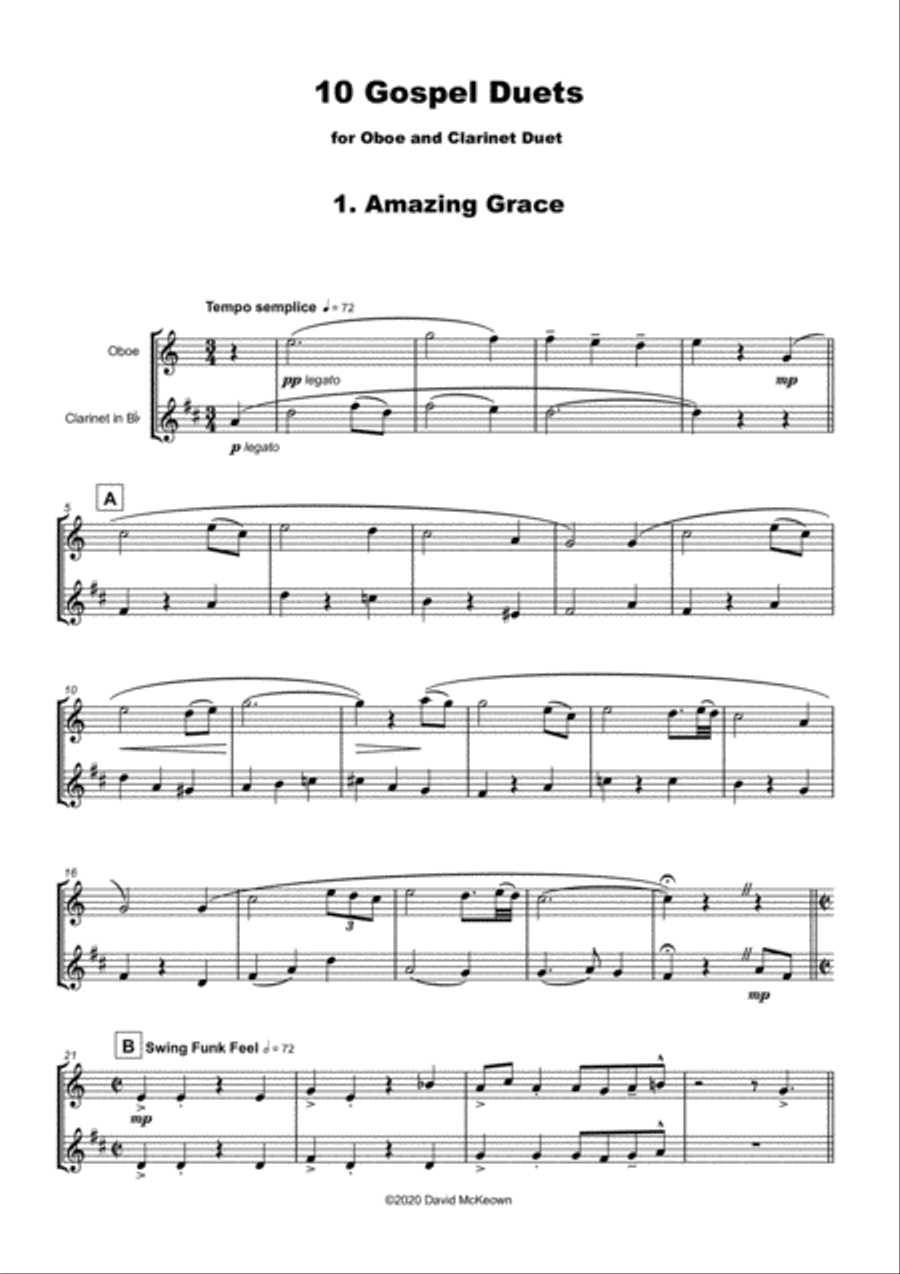 10 Gospel Duets for Oboe and Clarinet Woodwind Duet scores gallery preview page 3
