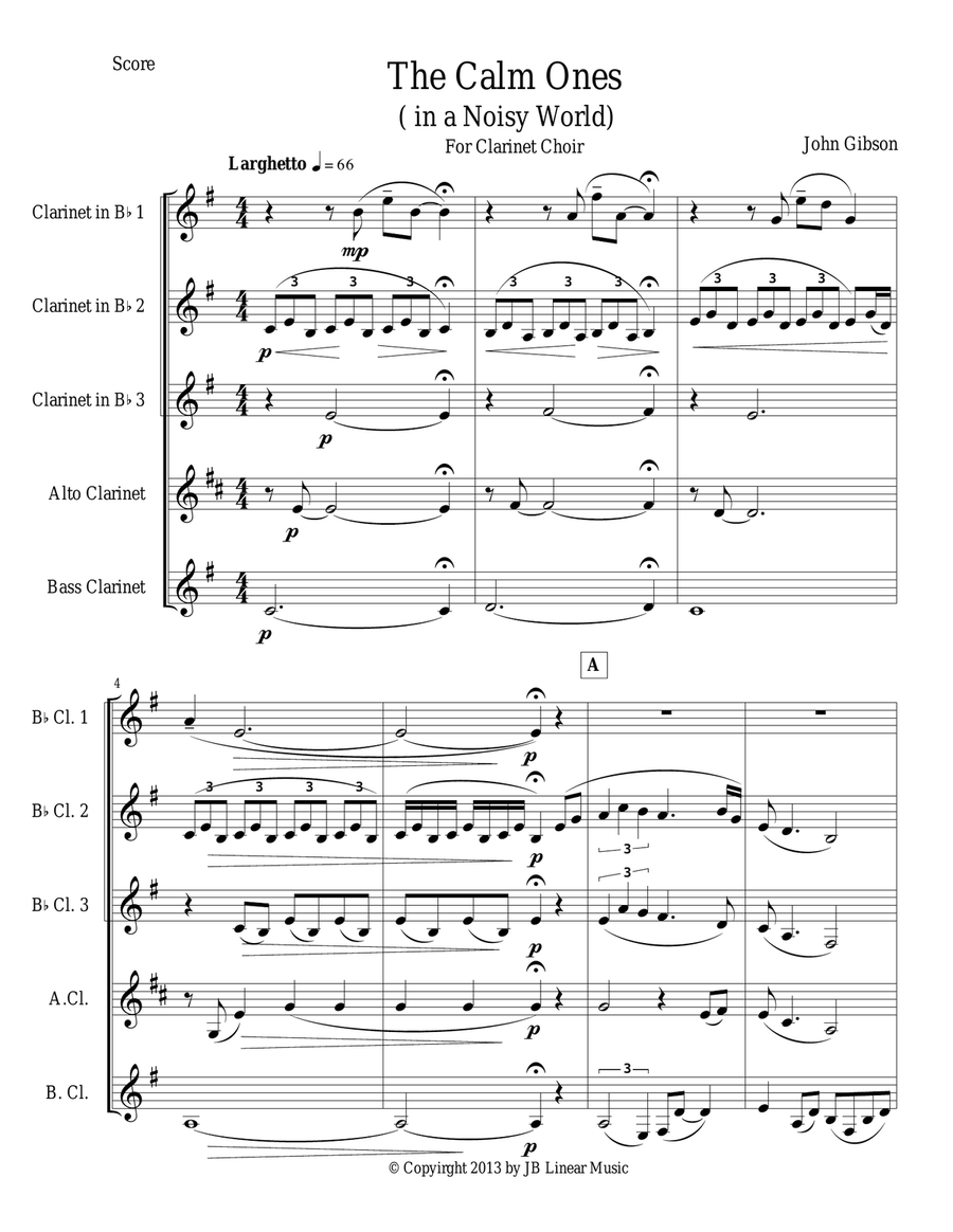 The Calm Ones (in a Noisy World) for Clarinet Choir Clarinet Choir scores gallery preview page 1