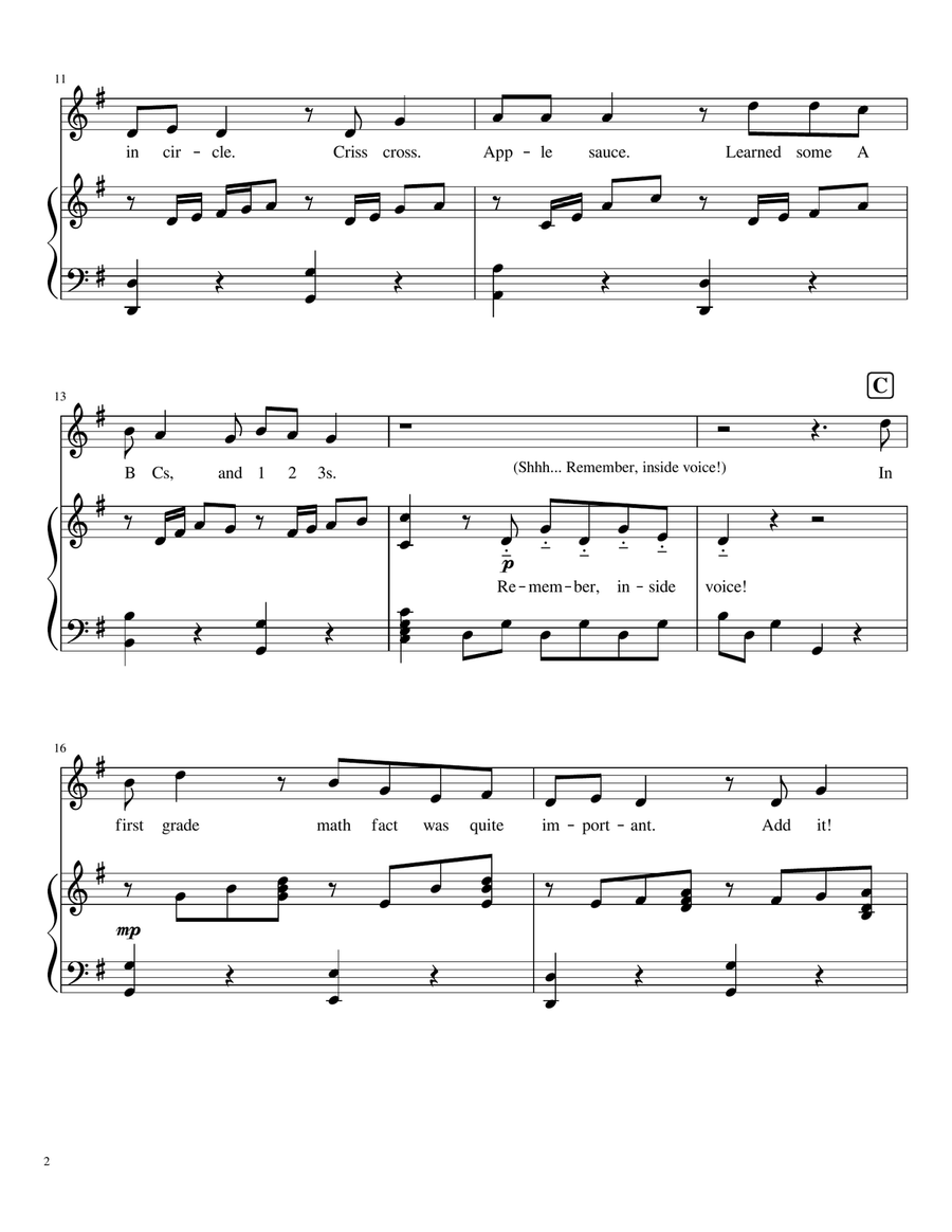 The Fifth (5th) Grade Graduation Song, Lower School Choir/Piano Choir scores gallery preview page 2