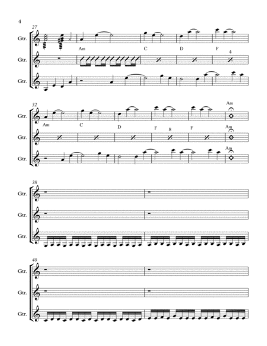 The Ecstasy Of Gold from THE GOOD, THE BAD AND THE UGLY Guitar Ensemble scores gallery preview page 4