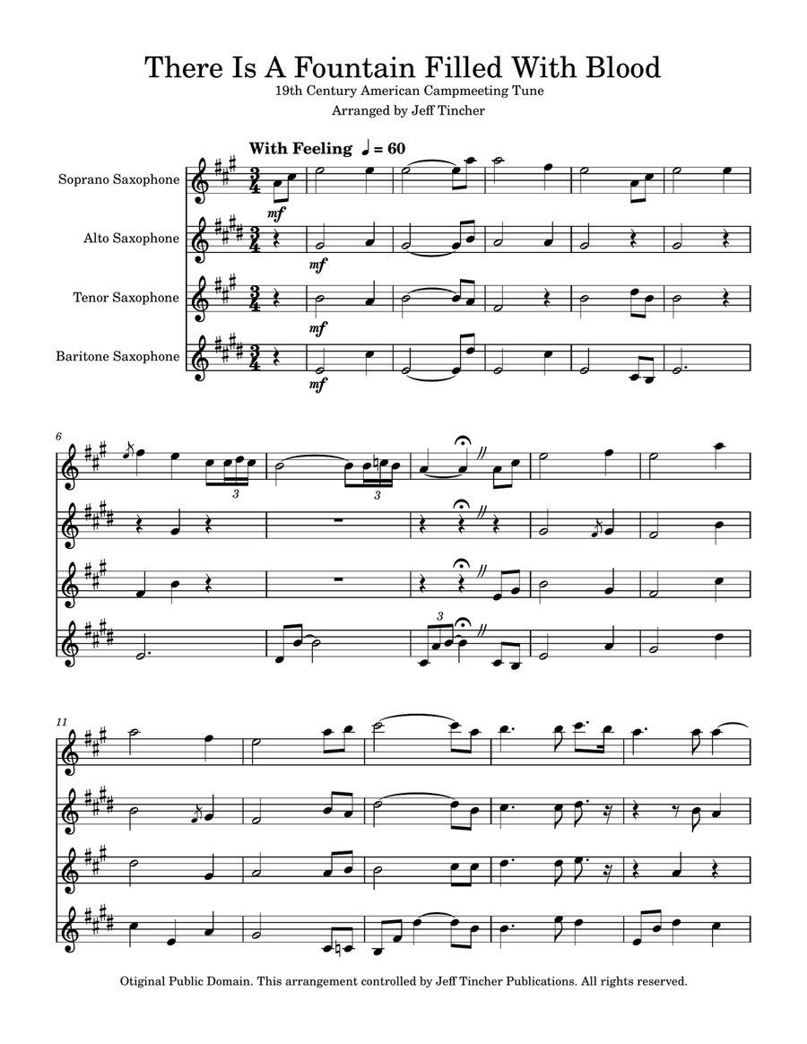 There Is A Fountain Filled With Blood Saxophone Quartet scores gallery preview page 2