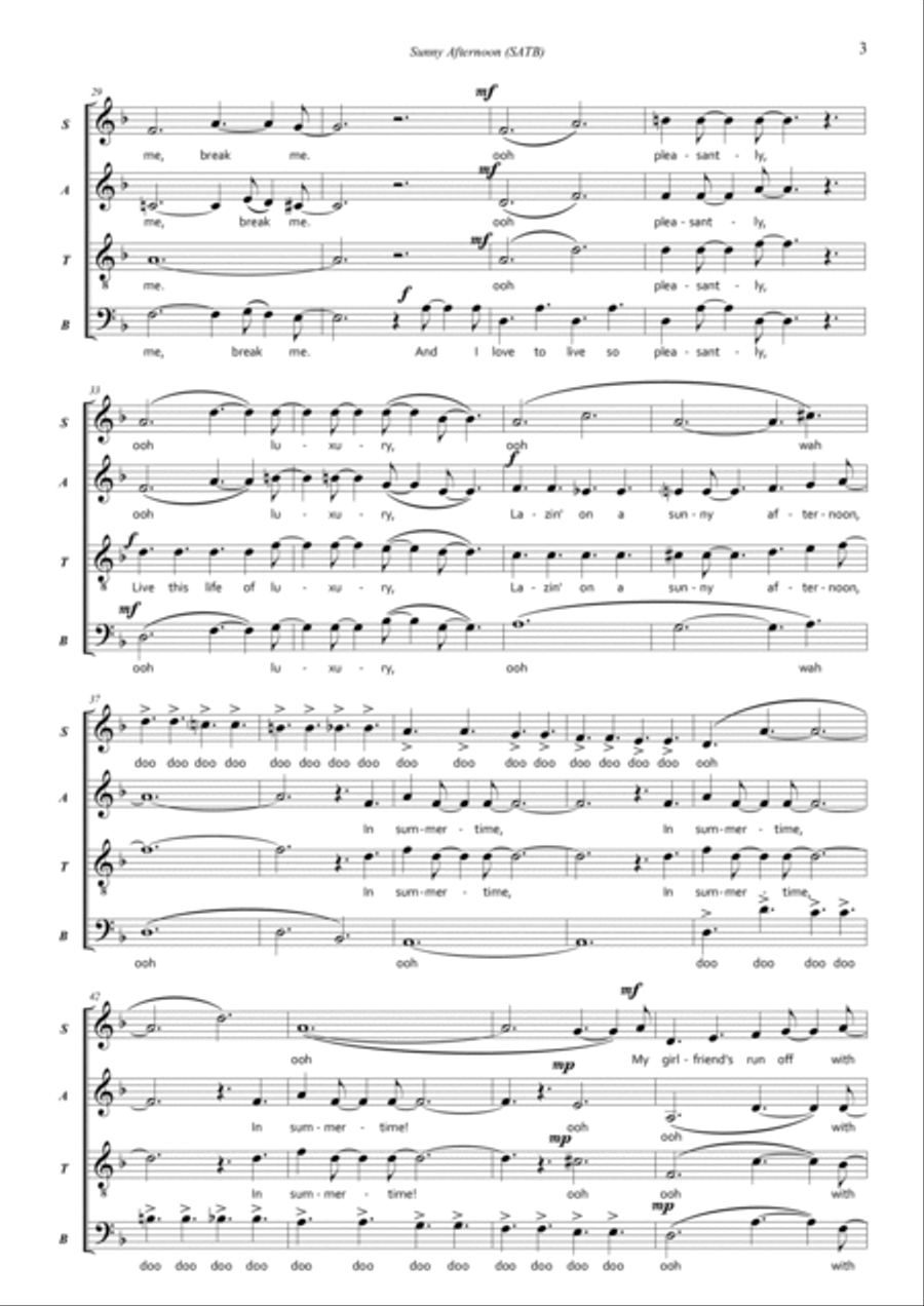 Sunny Afternoon 4-Part scores gallery preview page 3