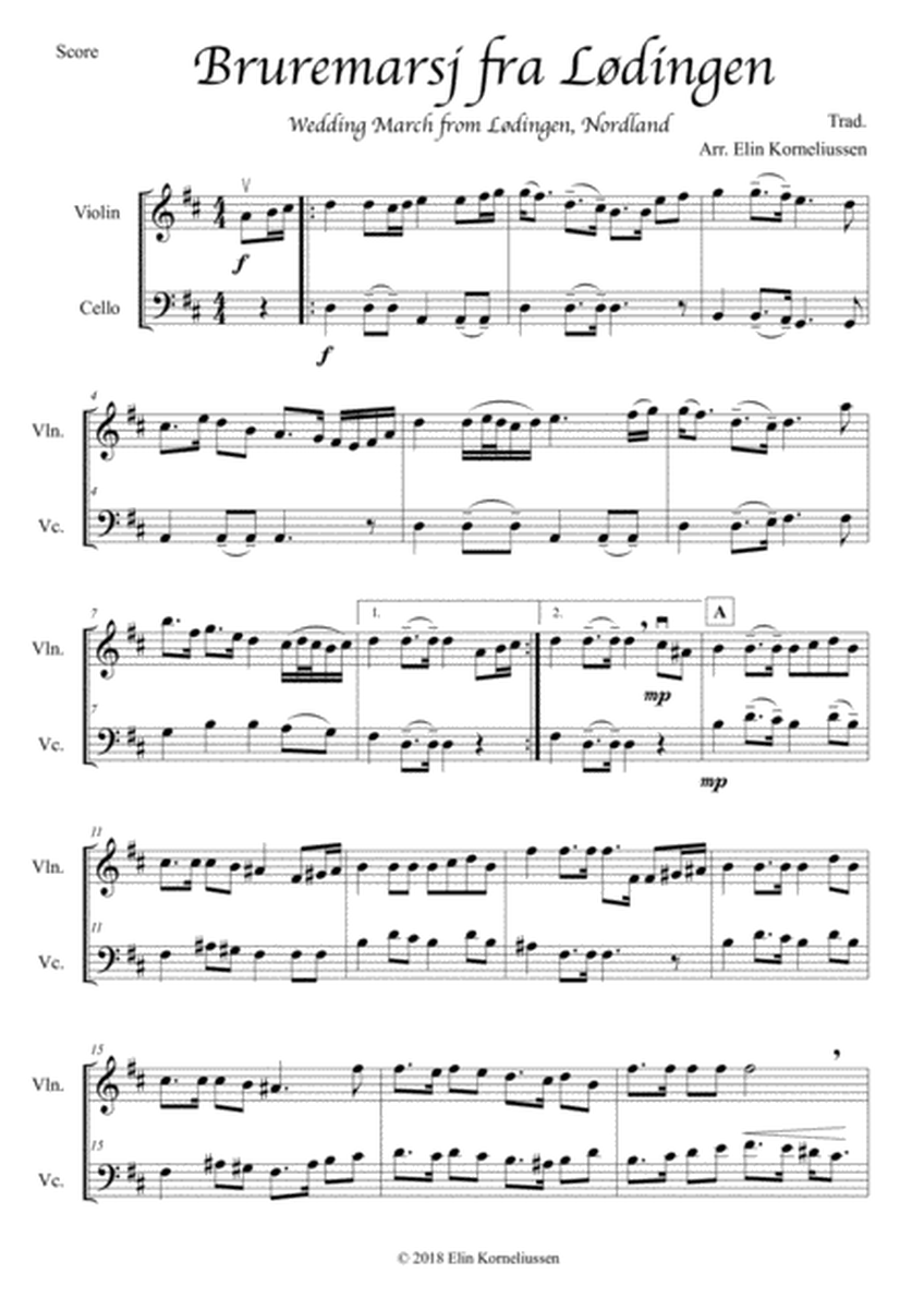 Three Norwegian Wedding Tunes for String Duet (violin and cello) image number null