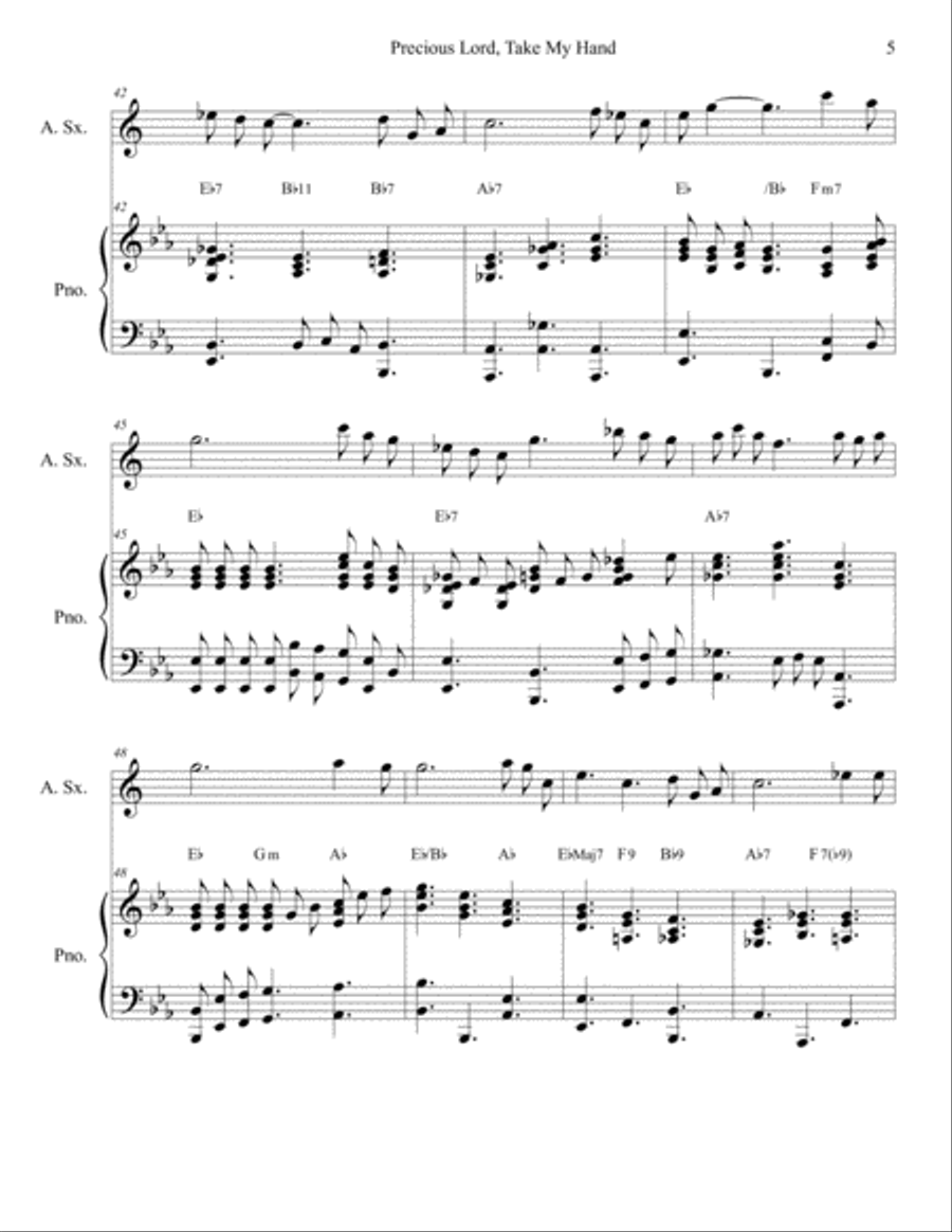 Precious Lord, Take My Hand Sax Solo Alto Saxophone scores gallery preview page 5
