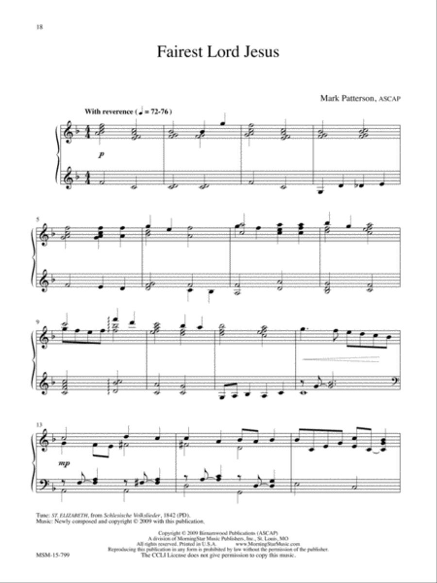Fairest Lord Jesus Fairest Lord Jesus Piano Solo scores gallery preview page 1