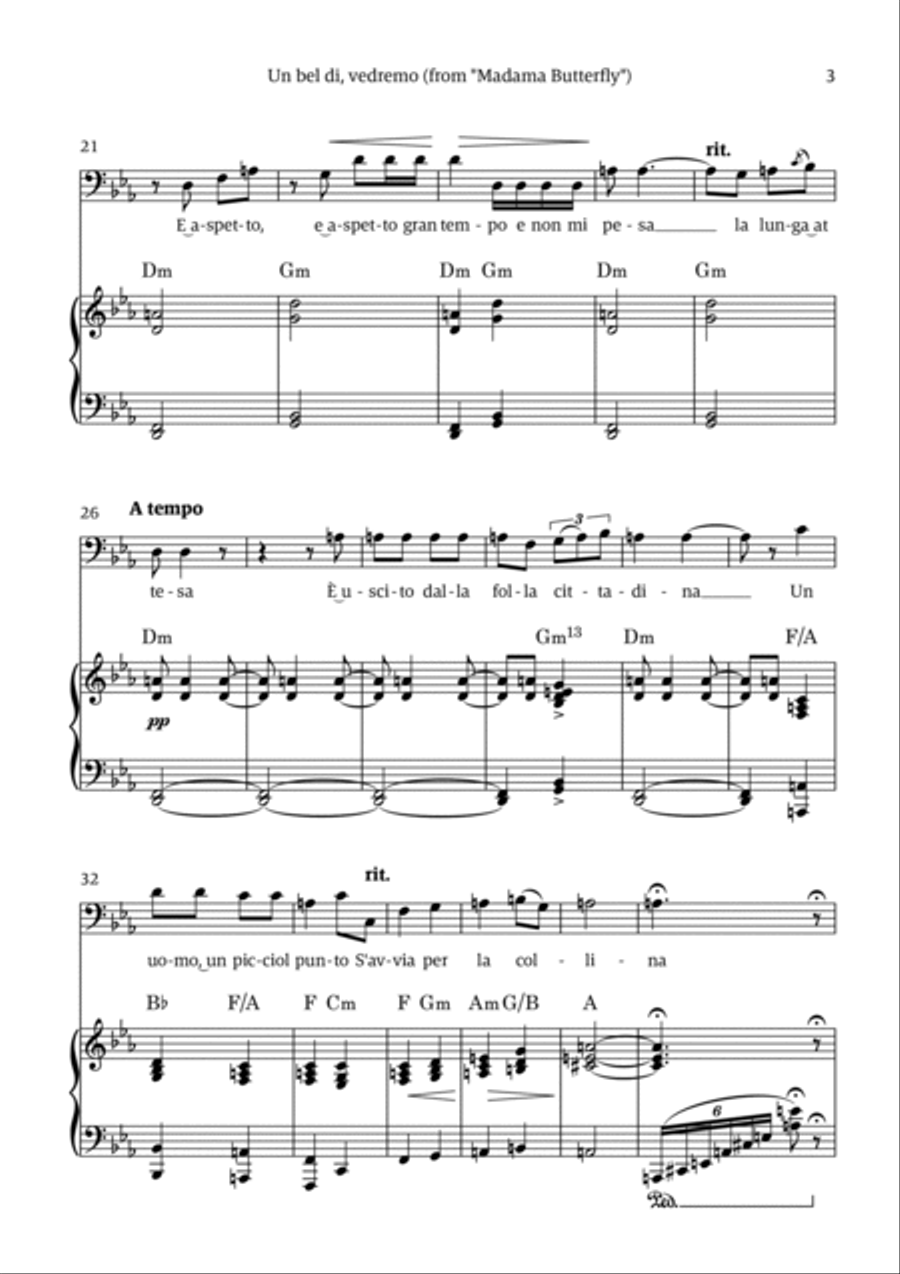 Un Bel Di Vedremo (from Madama Butterfly) - for Bass - in Eb major Voice scores gallery preview page 3