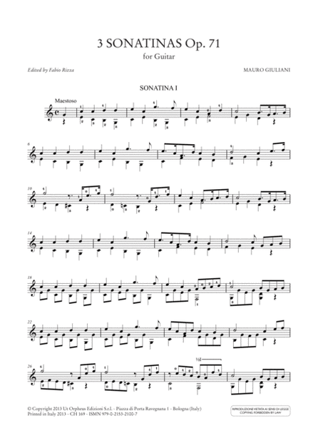 3 Sonatinas Op. 71 for Guitar