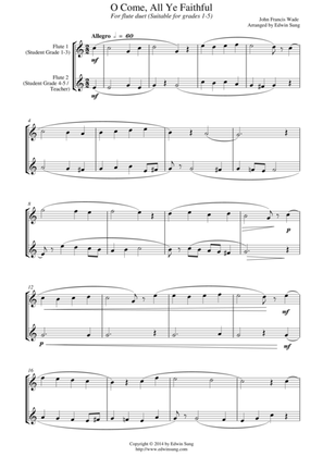 O Come, All Ye Faithful (for flute duet, suitable for grades 1-5)