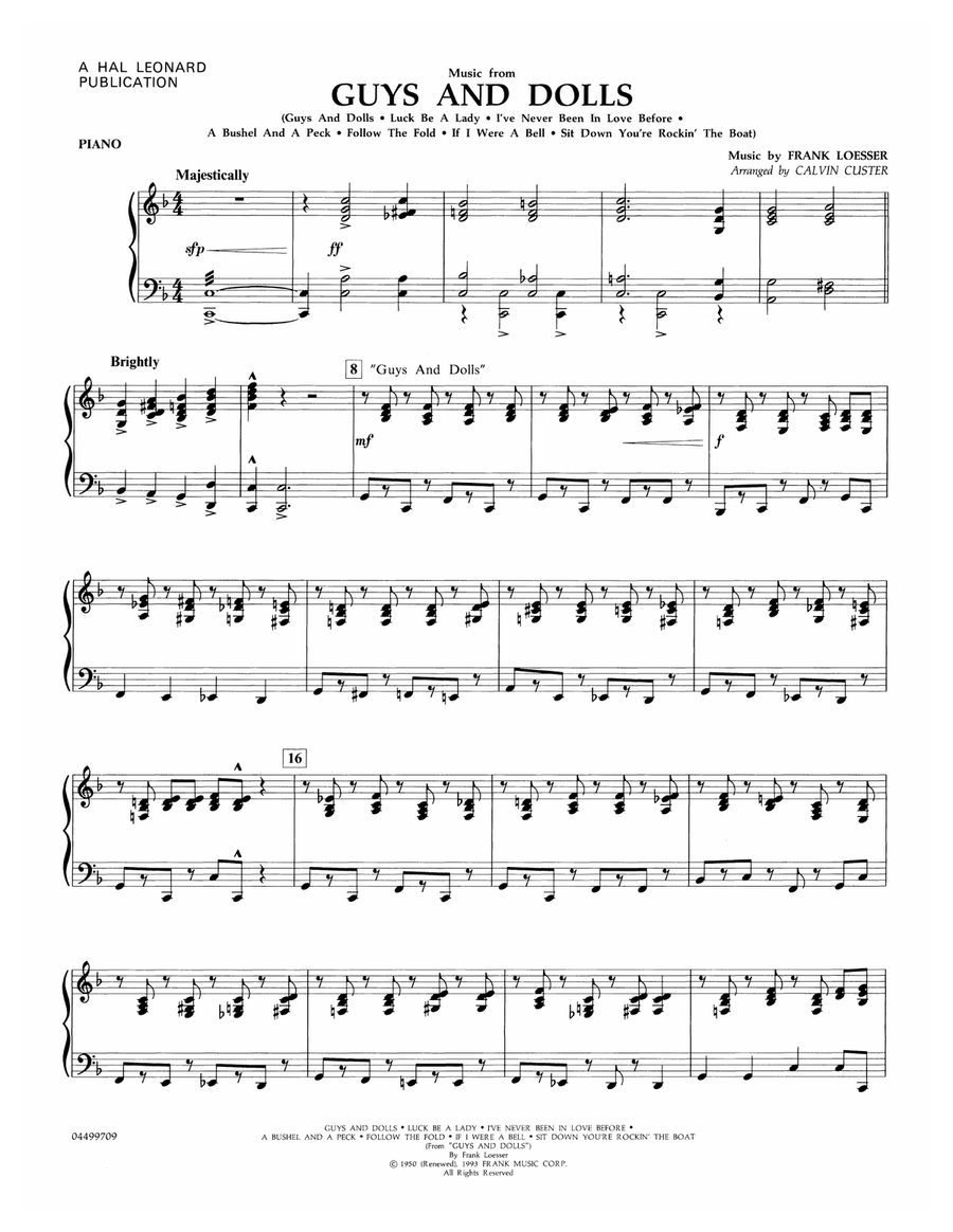 Music from Guys and Dolls (arr. Calvin Custer) - Piano Full Orchestra scores gallery preview page 1