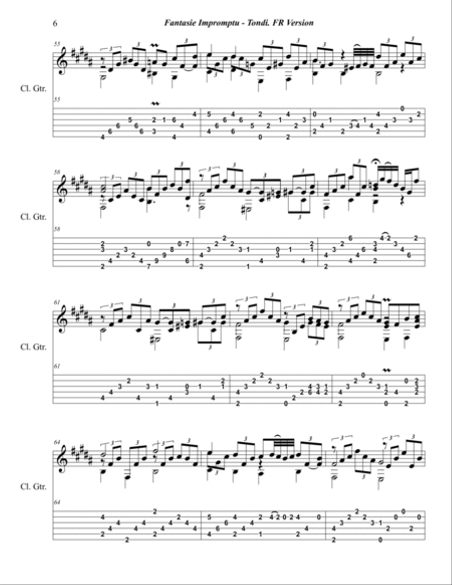 FANTASIE IMPROMPTU FOR GUITAR SOLO Acoustic Guitar scores gallery preview page 6