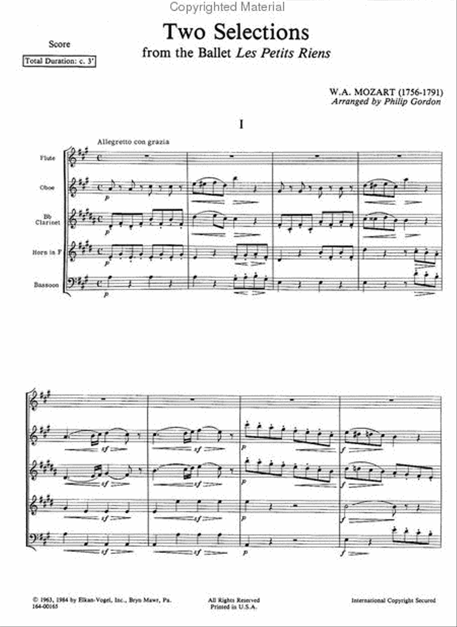 Two Selections From The Ballet Les Petits Riens Woodwind Quintet scores gallery preview page 2