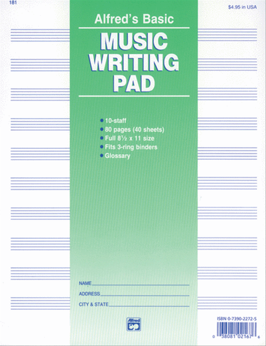 10 Stave Music Writing Pad