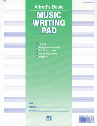 Book cover for 10 Stave Music Writing Pad