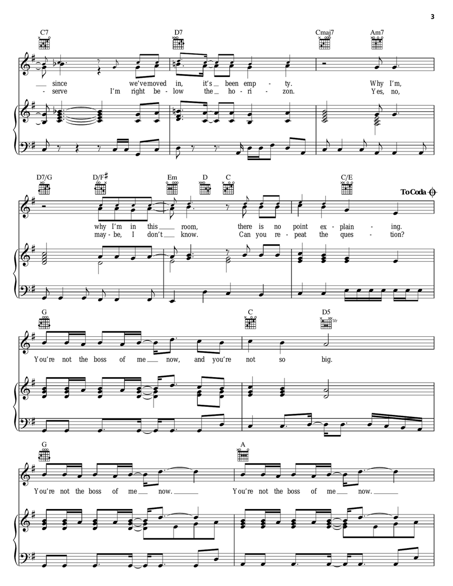Boss Of Me (Theme From Malcolm In The Middle) Piano, Vocal, Guitar scores gallery preview page 3