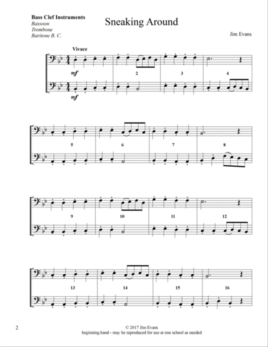 Elementary Duets, Volume 1, for Bassoon, Trombone, and Baritone B. C. Bassoon scores gallery preview page 2