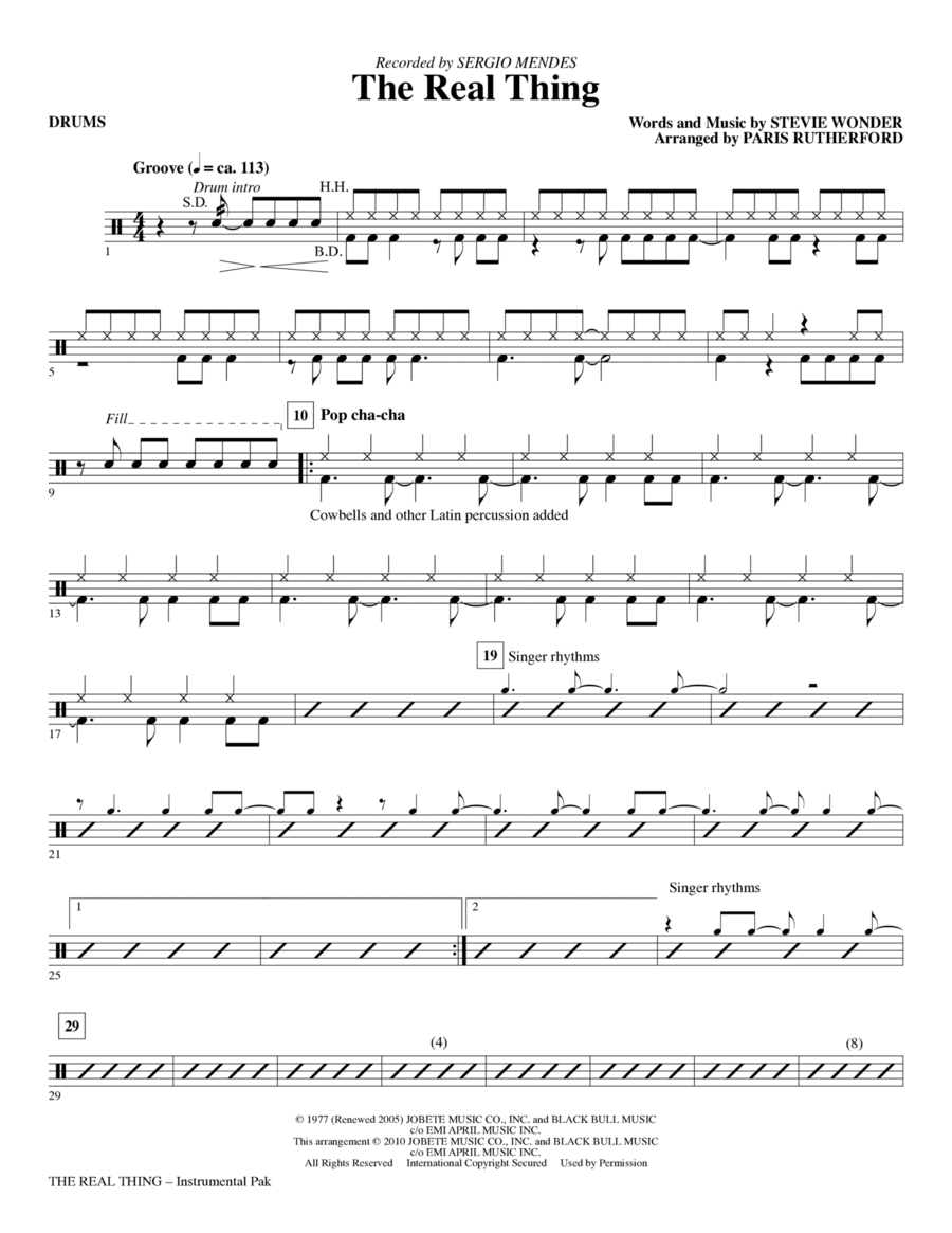The Real Thing - Drums Choir scores gallery preview page 1