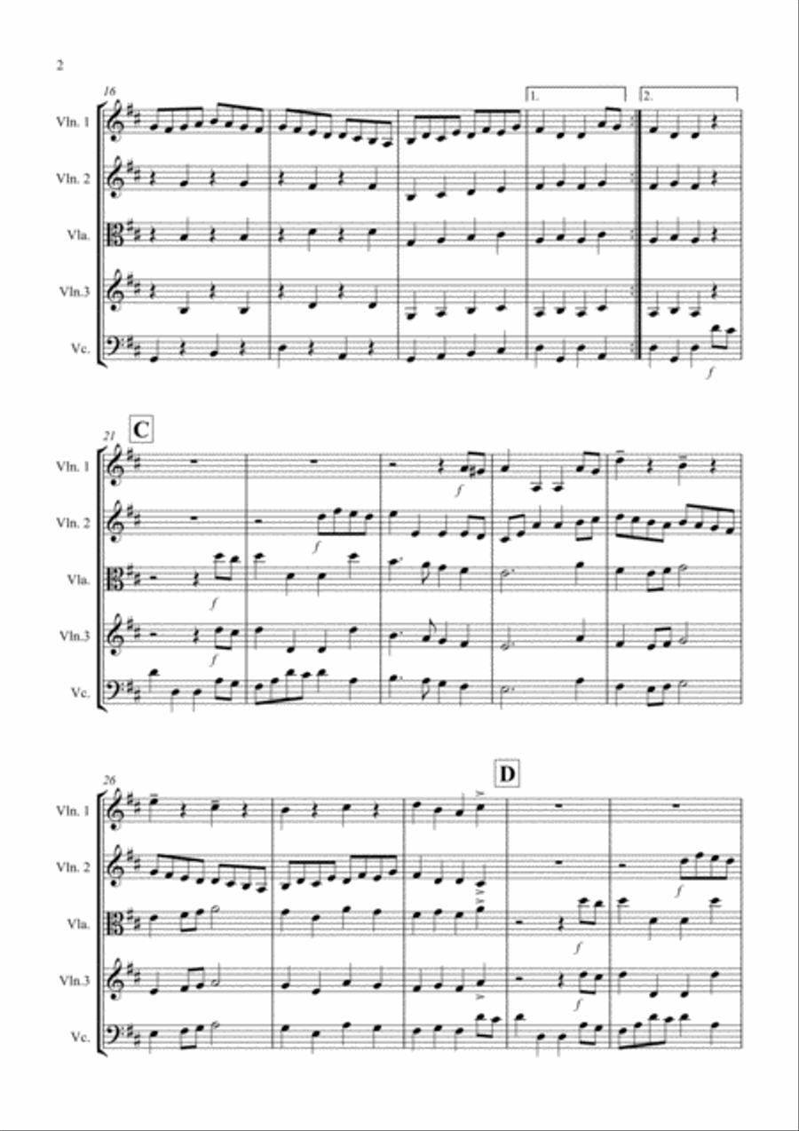 Sailor's Hornpipe for String Quartet String Quartet scores gallery preview page 2