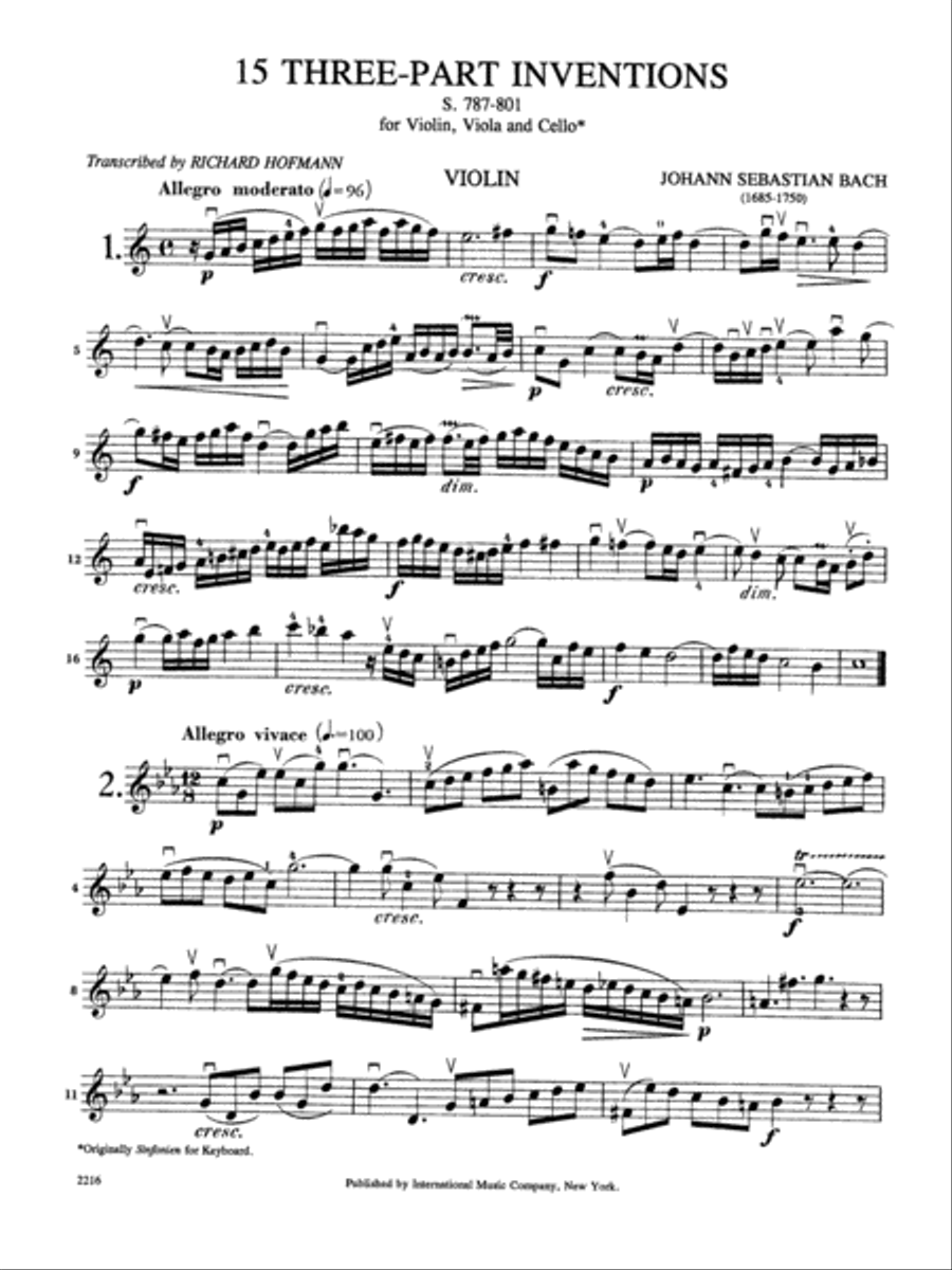 15 Three-Part Inventions String Trio scores gallery preview page 2