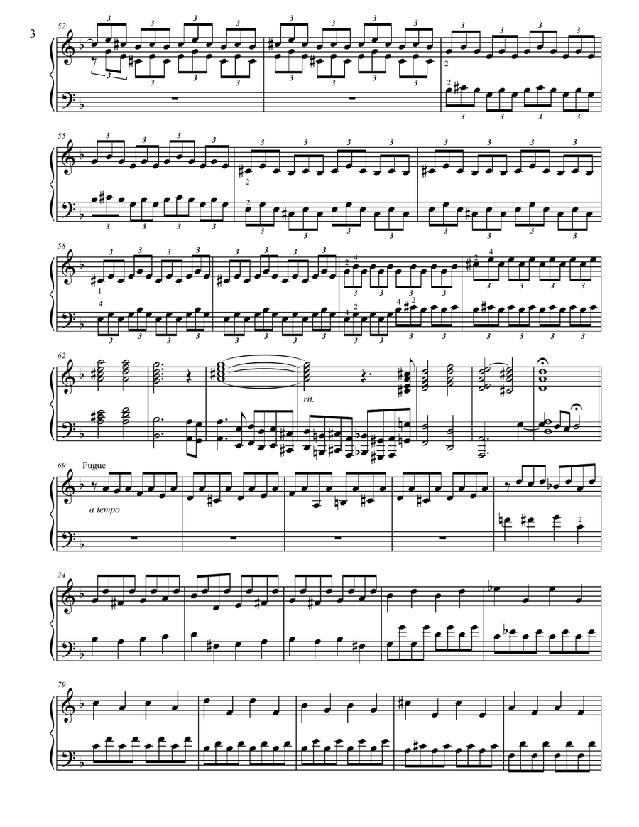 Toccata and Fugue in D minor for Piano Solo, from Bach's organ score image number null