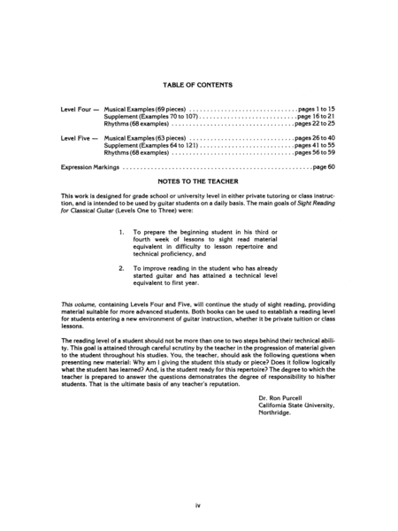 Sight Reading for the Classical Guitar - Levels 4 to 5