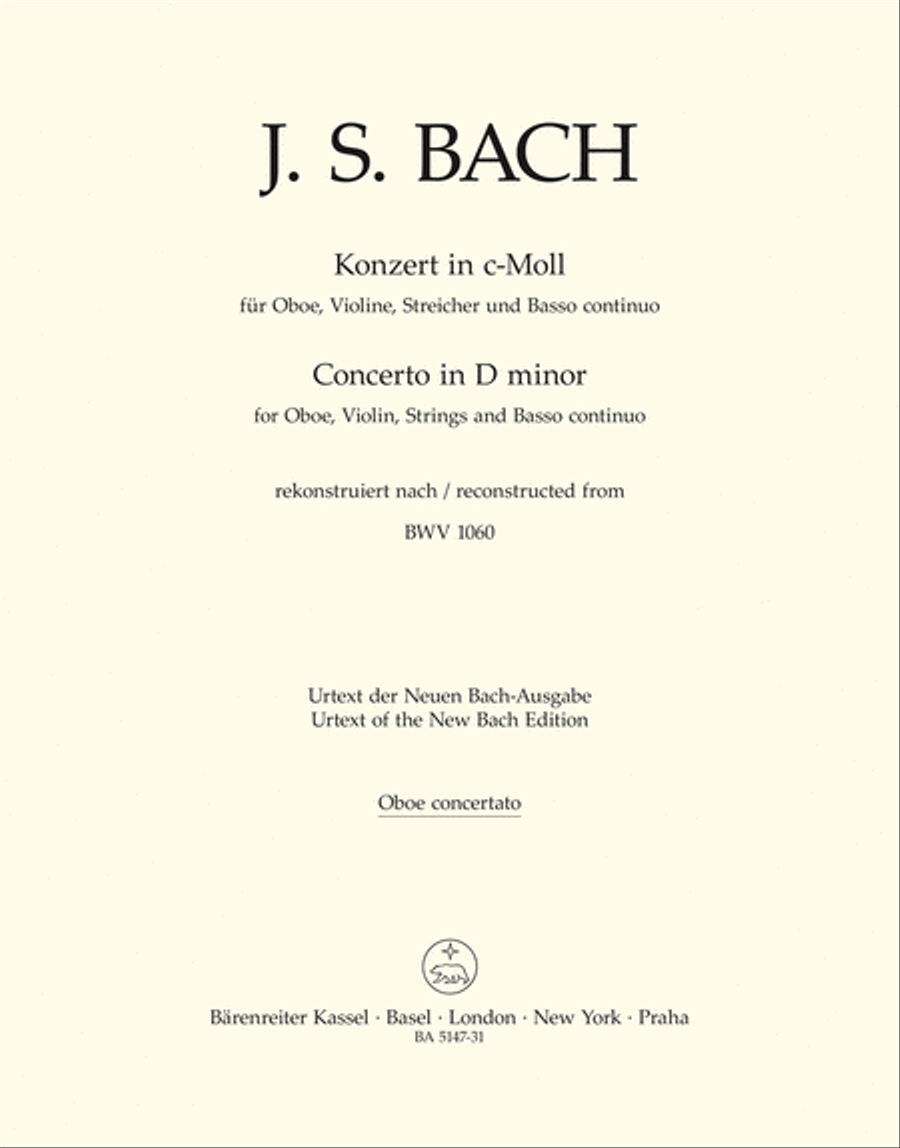 Concerto for Oboe, Violin, Strings and Basso Continuo in C minor Violin scores gallery preview page 1