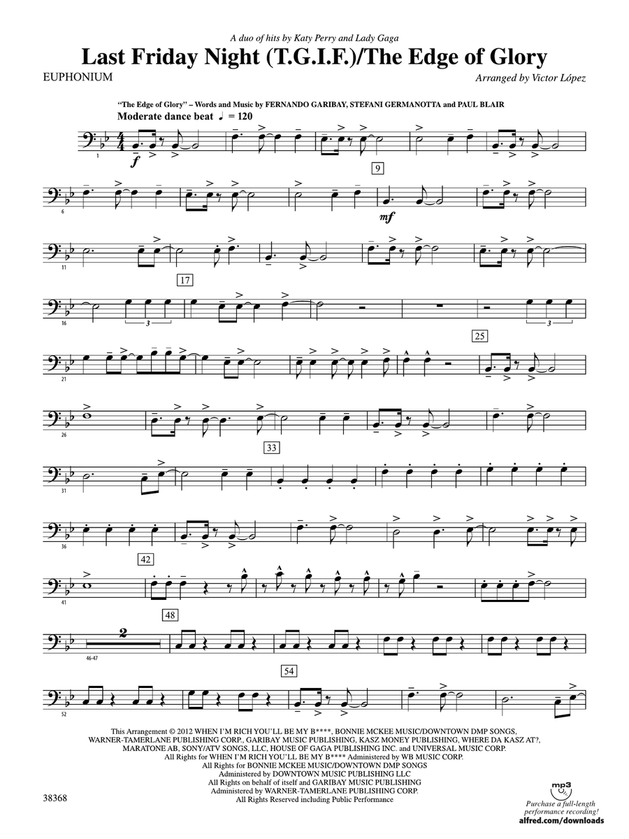 Last Friday Night (T.G.I.F) / The Edge of Glory: Baritone B.C.