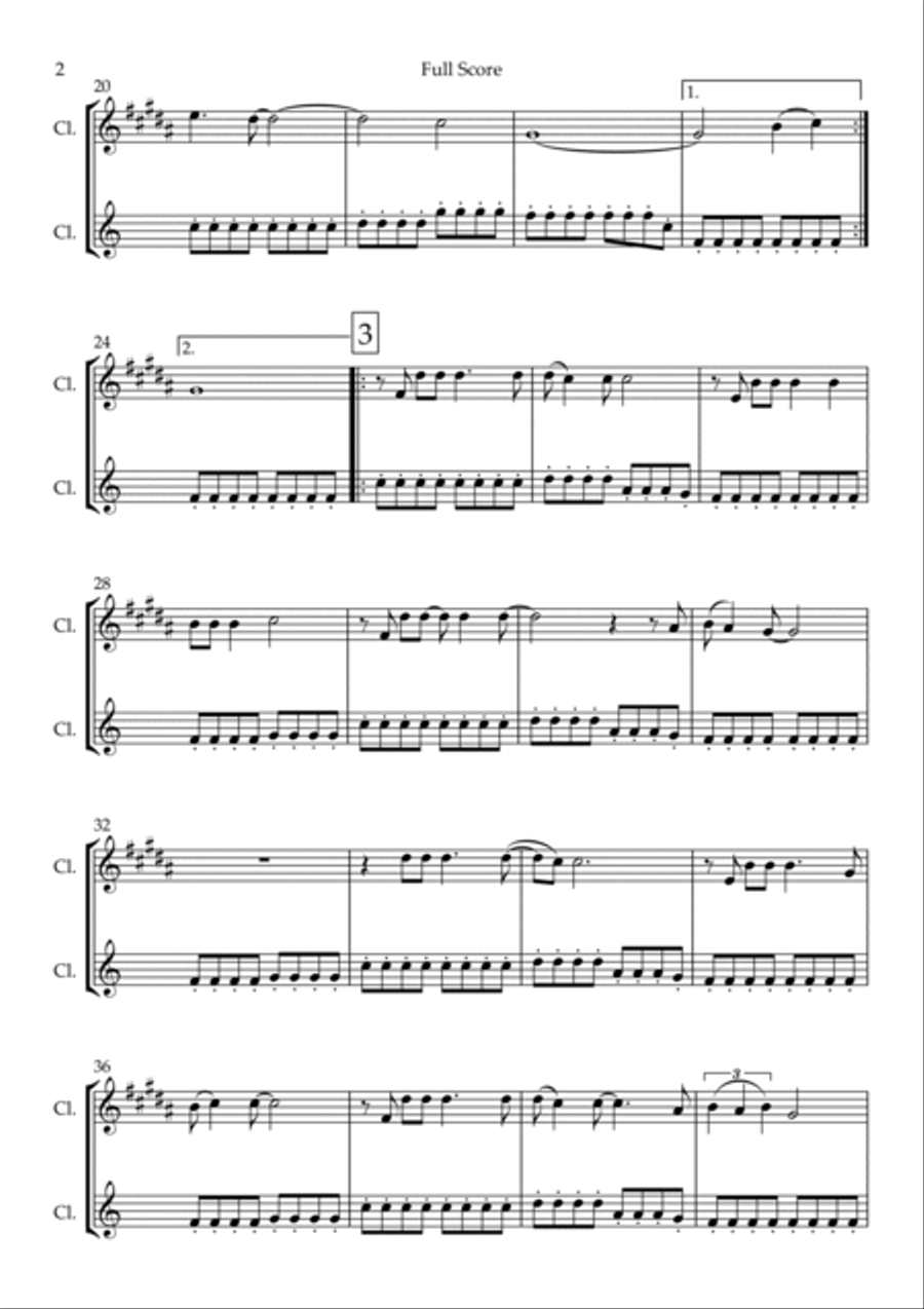 City Of Blinding Lights Clarinet Duet scores gallery preview page 2