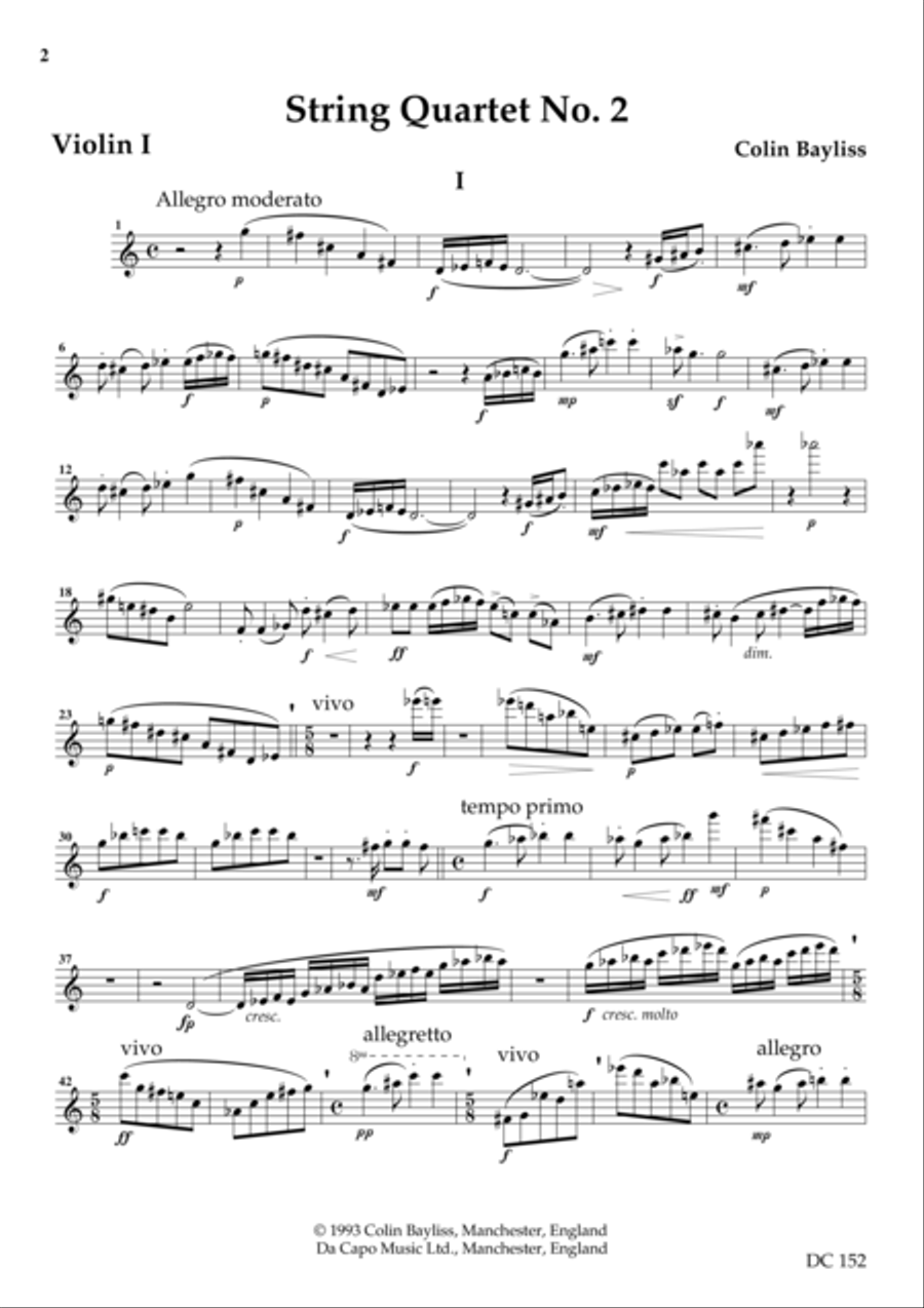 String Quartet No 2 (Parts) String Quartet scores gallery preview page 1