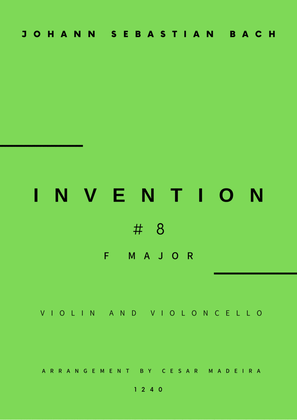 Invention No.8 in F Major - Violin and Cello (Full Score and Parts)